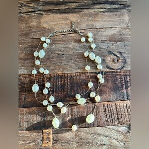 Delicate Multi-Strand (3) Faux Pearl Necklace - White